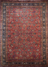 Persian Mashad Old Rug Hand Knotted Wool 12x17