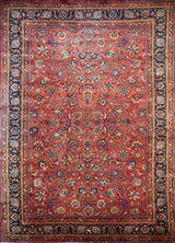 Persian Mashad Old Rug Hand Knotted Wool 12x17