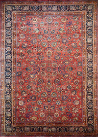 Persian Mashad old Rug Hand Knotted Wool 12x17