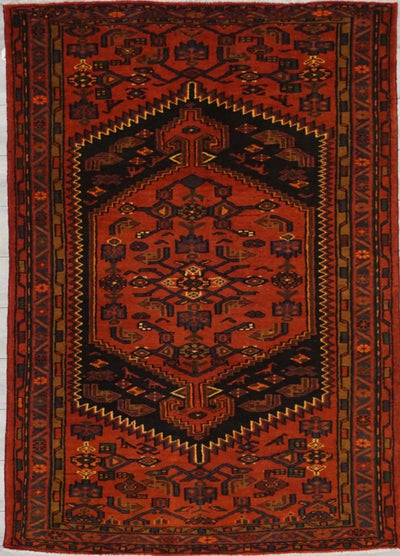 Old Persian Hamadan Hand Knotted Wool 4.4x7.4