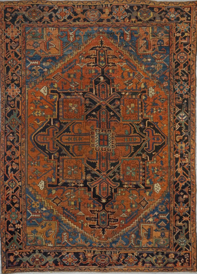 Persian Antique Serapi Hand Knotted Wool 8x11