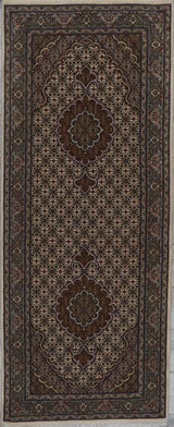 Persian Tabriz Mahi Hand Knotted Wool & Silk 3x7