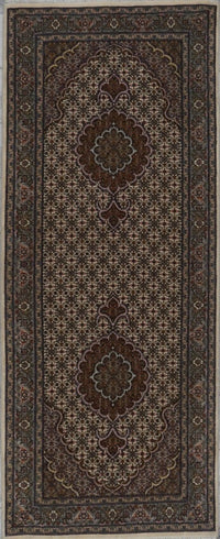Persian Tabriz Mahi Hand Knotted Wool & Silk 3x7