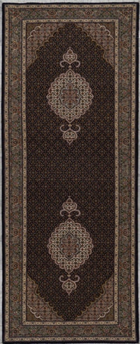 Persian Tabriz Mahi Hand Knotted Wool & Silk 3x8
