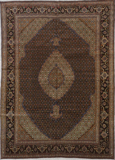 Persian Tabriz Mahi Old Hand Knotted Wool & Silk 7x10