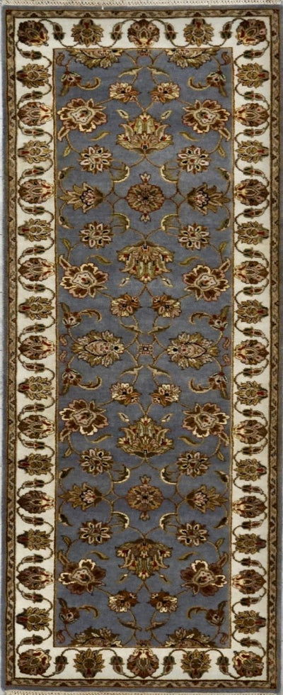 India Jaipur Hand Knotted Wool & Silk 3x8