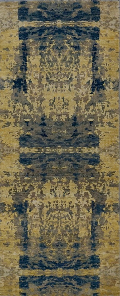India Modern Hand Knotted Wool & Silk 3x8