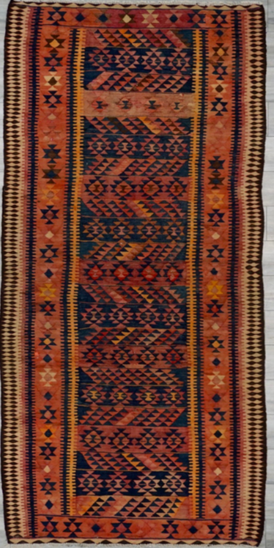 Persian Old Killim Hand Woven Wool 4x10