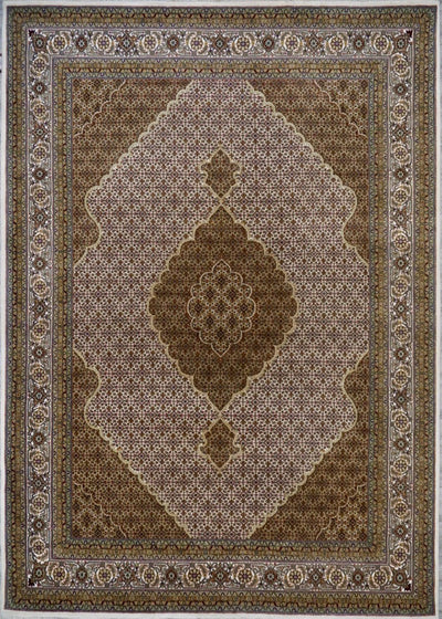 India Tabriz Hand Knotted Wool & Silk 9x12