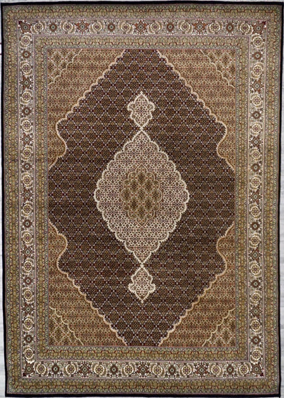 India Tabriz Mahi Hand Knotted Wool & Silk 9x12