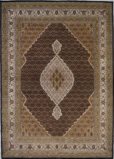 India Tabriz Mahi Hand Knotted Wool & Silk 8x10