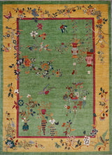 Pakistan Art Deco Hand Knotted Wool 9x12