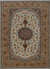 Persian Isfehan Hand Knotted Wool & Silk On Silk 5x8
