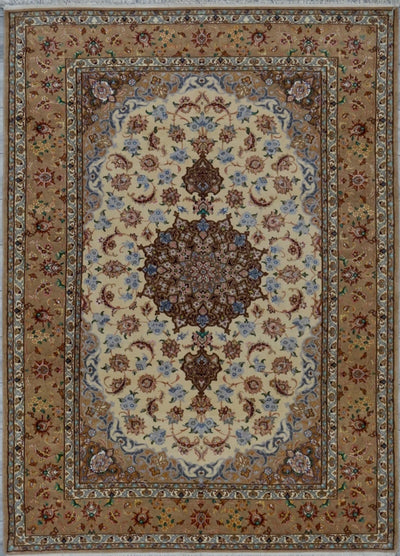 Persian Isfehan Hand Knotted Wool & Silk On Silk 5x8
