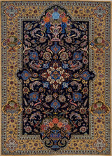 Persian Isfehan Hand Knotted Lamb Wool & Silk On Silk 5x8