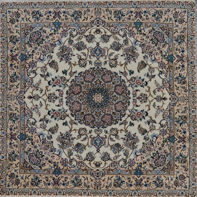 Persian Nain Hand Knotted Wool & Silk 6.6 x6.6