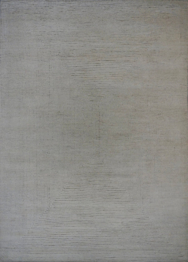 India Modern Morocco Hand Knotted Wool 9x12