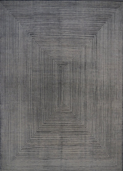 India Modern Morocco Hand Knotted Wool 9x12