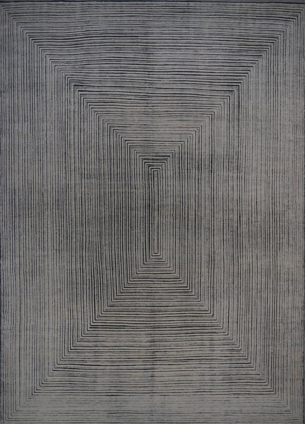 India Modern Morocco Hand Knotted Wool 9x12