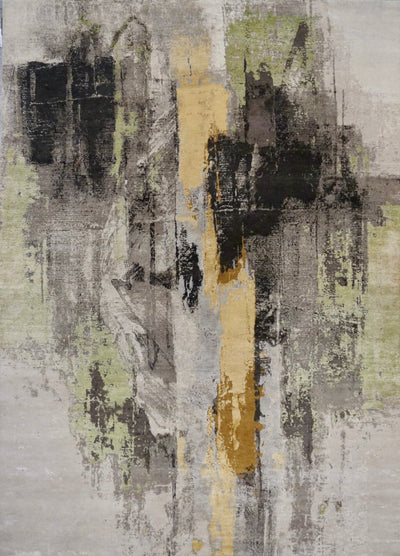 India Modern Texture Hand Knotted Wool & Silk 8x10