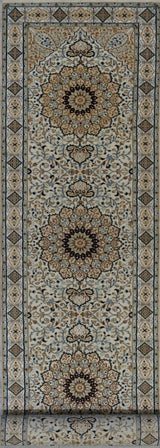 India Tabriz Hand Knotted Wool & Silk 3x14