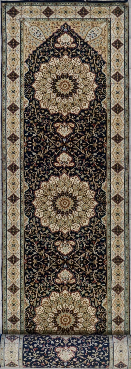 India Tabriz Hand Knotted Wool & Silk 3x14