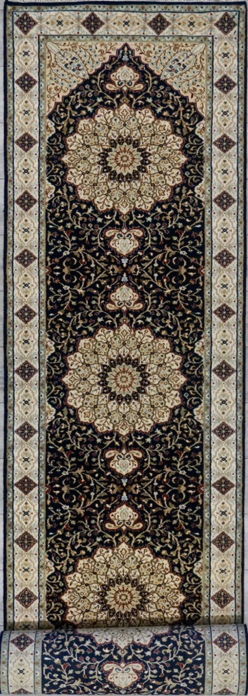 India Fine Tabriz Hand Knotted Wool & Silk 3x12