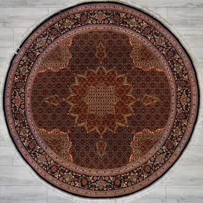 Persian (Iran) Tabriz Mahi Hand Knotted Wool & Silk 7x7