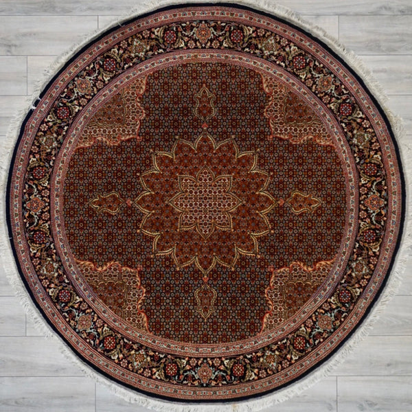 Persian (Iran) Tabriz Mahi Hand Knotted Wool & Silk 7x7