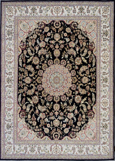 India Nain Hand Knotted Wool & Silk 8x10