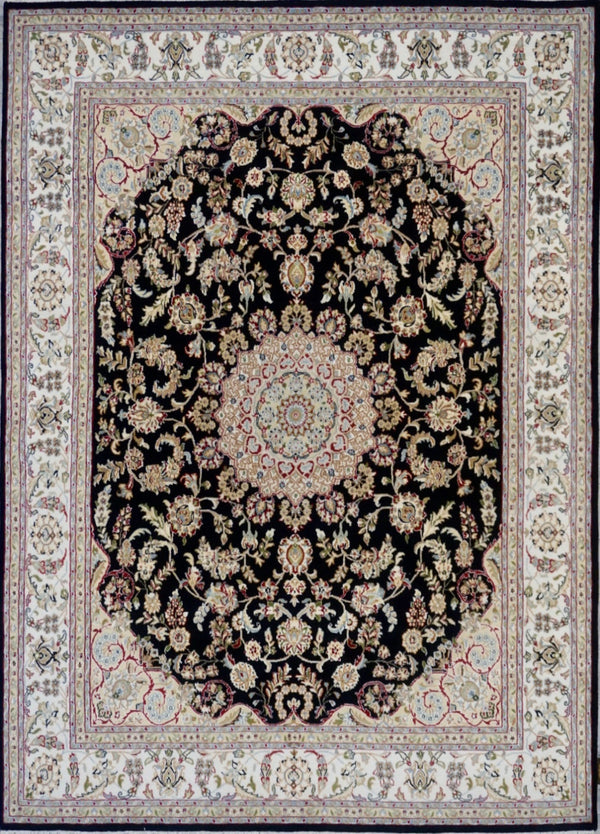 India Nain Hand Knotted Wool & Silk 8x10
