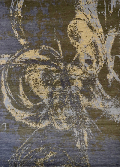 India HDFR Modern Hand Knotted Wool 9x12