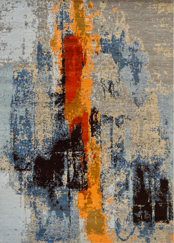 India New HDFR Modern Hand Knotted Wool 8x10
