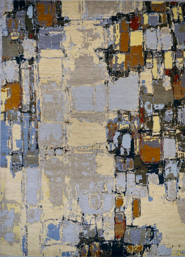India New Modern HDFR Hand Knotted Wool 10x14