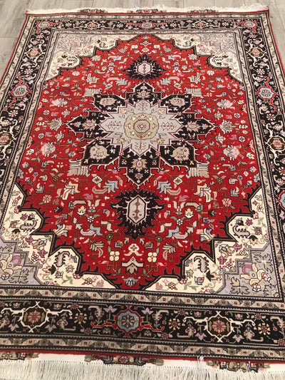 Persian Tabriz Hand Knotted Wool & Silk 5x7