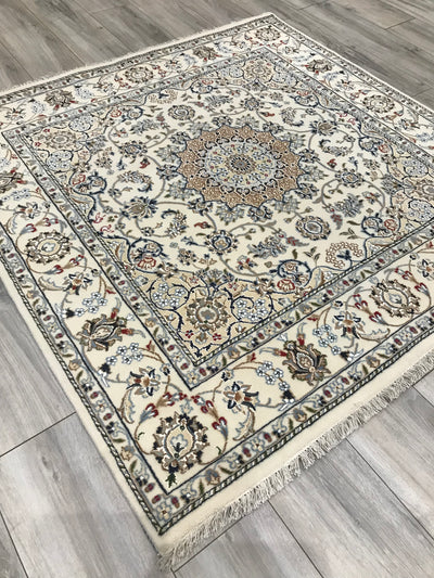 India Nain Hand Knotted Wool & Silk 5x5