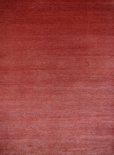 India Modern Plain Red Hand Knotted Wool 9x12