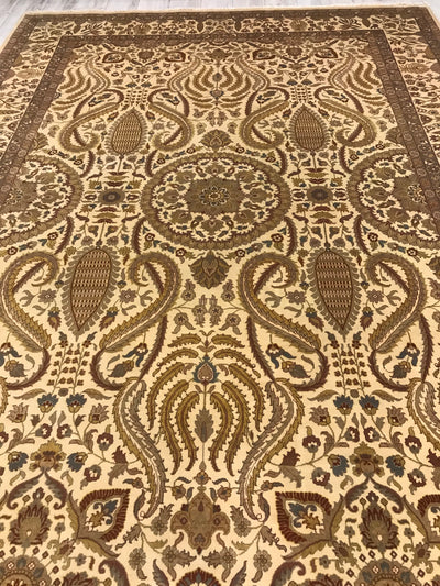 India Tabriz Hand Knotted Wool 9x12