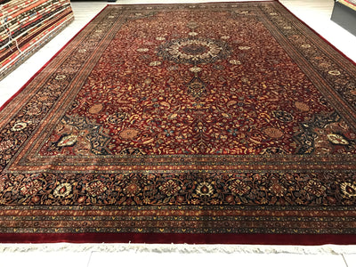 India Yazd Hand Knotted Wool 12x18
