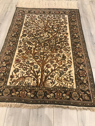 Persian Antique Qum Hand Knotted Silk 3x5