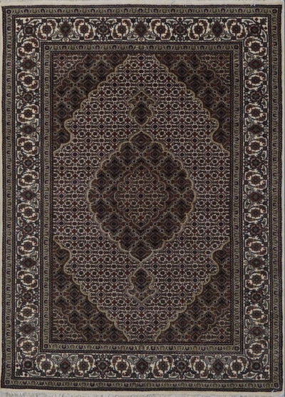 India Tabriz Mahi hand Knotted Wool & silk 4x6