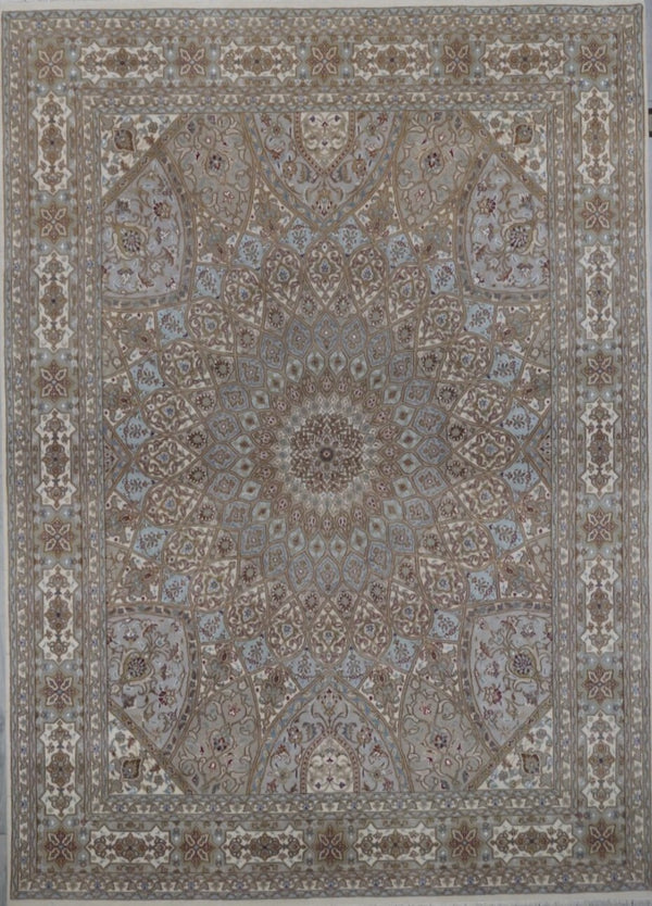 India Tabriz Dome Hand knotted Wool & silk 8x10