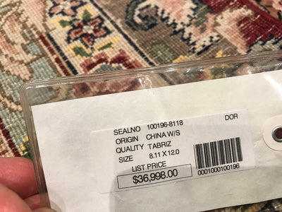 Chinese Tabriz Hand Knotted Wool & Silk 9x12