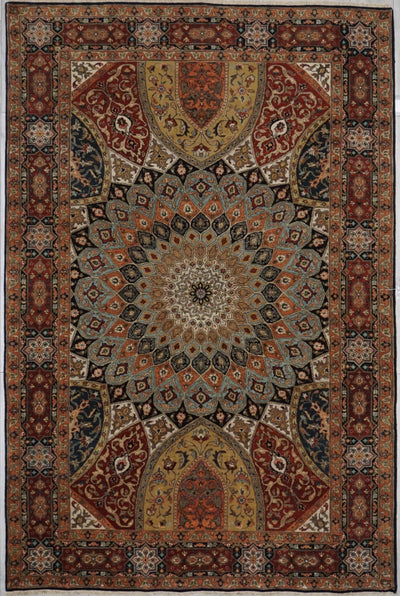 India Tabriz Dome Hand Knotted Wool  6x9