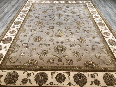 India Jaipur Hand Knotted Wool & Silk 9x12