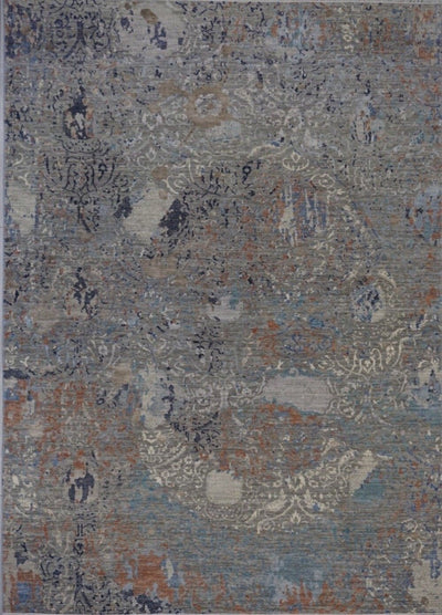 India Modern Hand Knotted Wool/Silk 6x9