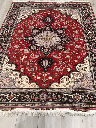Persian Tabriz Hand Knotted Wool & Silk 5x7