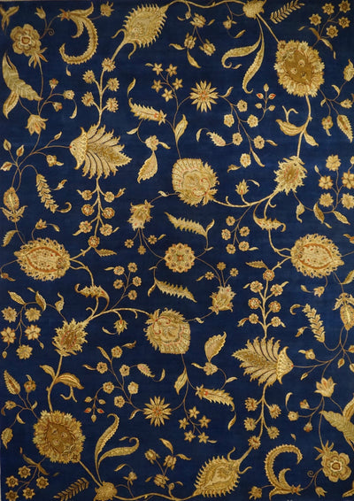 India Transitional Hand Knotted Wool and Silk 10x14