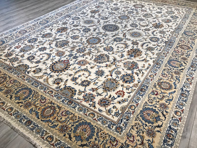 India Kashan Hand Knotted Wool & Silk 10x14