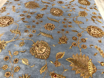 India Jaipur Hand Knotted Wool & Silk 9x12